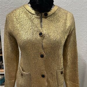 Zara Gold FOIL KNIT CARDIGAN Textured Women